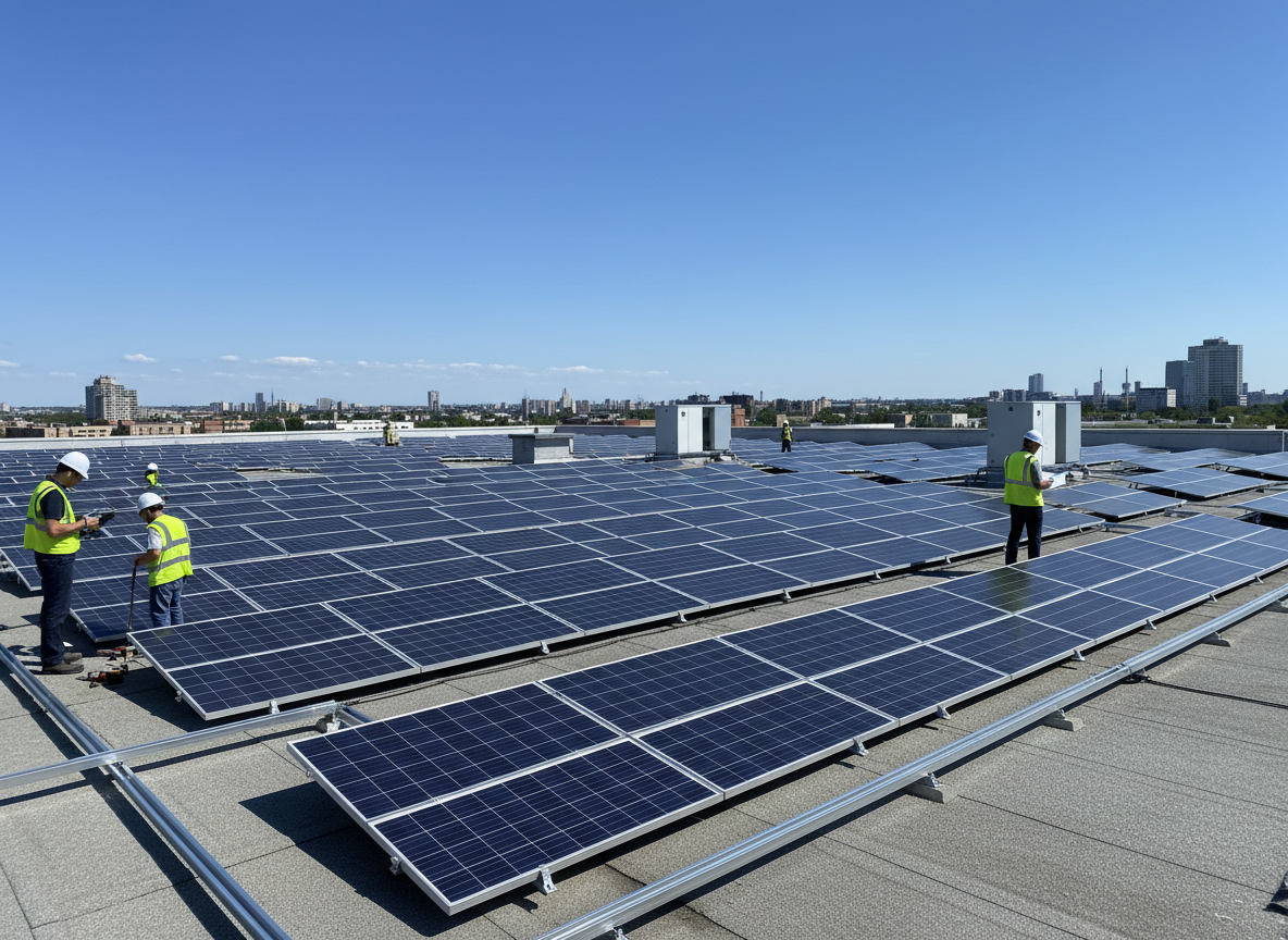 Commercial solar PV system installation